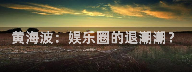 天富平台免费注册：黄海波：娱乐圈的退潮潮？